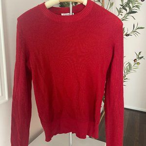 Frame Elbow Patch Red Knit Sweater, Size Small